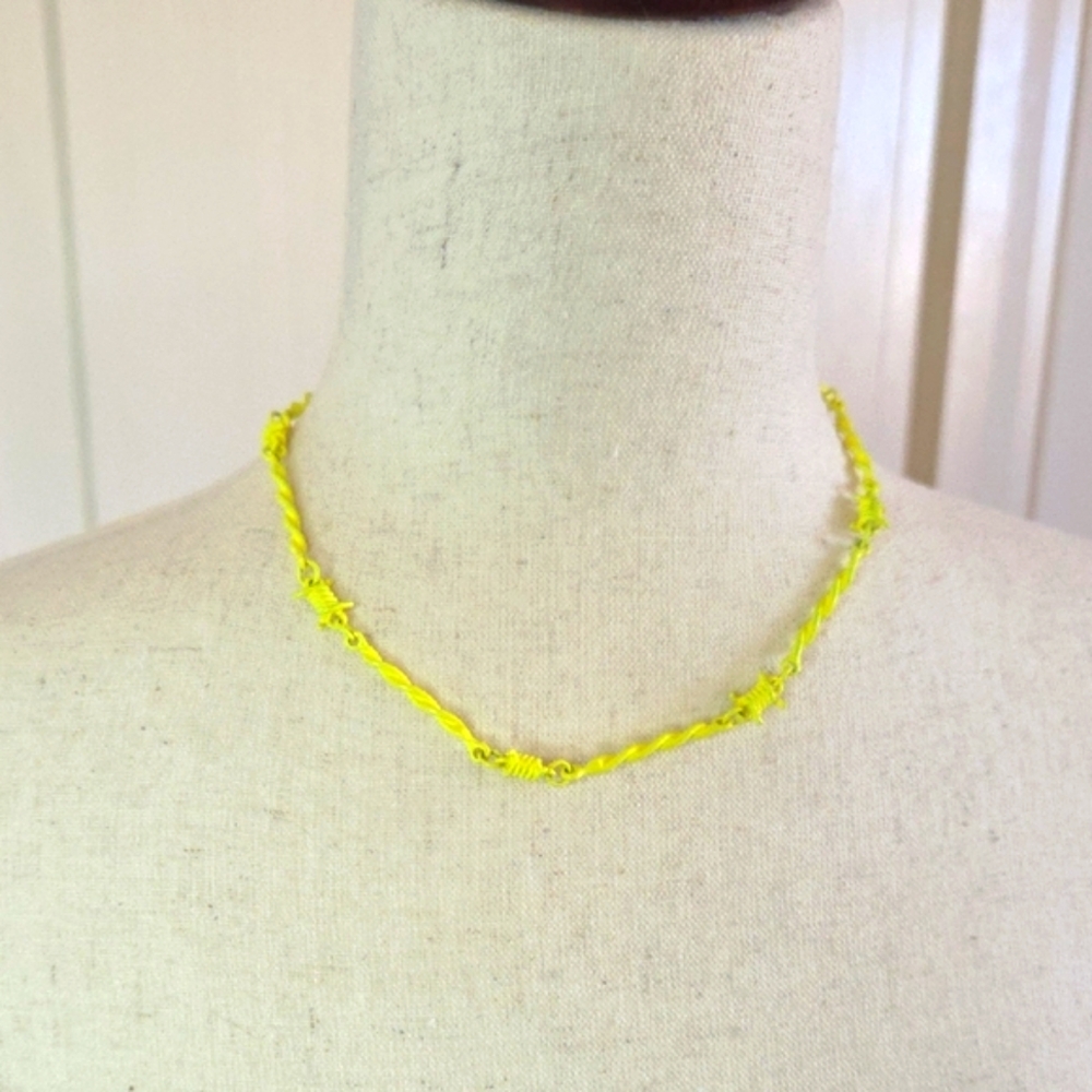 Neon Yellow Barbed Wire Dolls Kill Necklace Good Condition